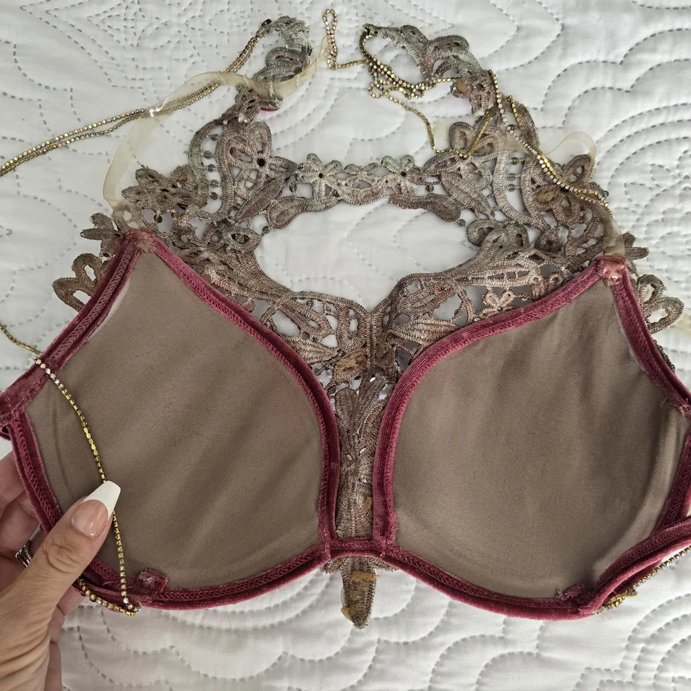 Glamorous Burgundy Embellished Bikini Set - Picture 6 of 7